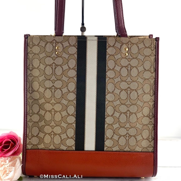 NWT COACH Dempsey Tote Bag In Signature Jacquard With Stripe And Coach Patch - Picture 8 of 16